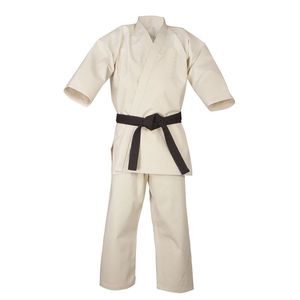 Uniforme de Artes Marciales Karate Gi Unisex para Adultos, 100% Algodón Blanco con Cinturón Negro, Corte Regular - Product Image 1
