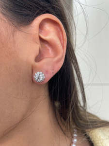 Classic 2ct Round Cut Lab Grown Diamond Halo <b>Stud</b> <b>Earrings</b> IGI Certified 10K 14K 18K White Gold Women <b>Fine</b> Engagement Ear <b>Studs</b> - Product Image 4