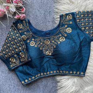 Fournisseur de blouses en soie fantôme de qualité supérieure avec broderie de sequins, prêtes à porter et à manches rembourrées, de Surat - Product Image 3