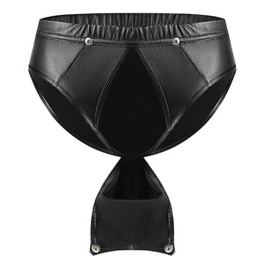 Jockstrap de Cuero para Hombre, Negro, Cintura Baja, Ropa Interior Sexy, Diseño Tentador - Product Image 6