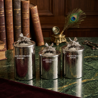 Ensemble de 3 boîtes de rangement métalliques artisanales dorées pour café, thé et sucre, décoration de table de cuisine