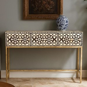 New Arrival Bone Inlay Console Table with 3 Drawers Moroccan Style Entryway Hallway Accent Furniture Luxury Modern Interior - Product Image 4