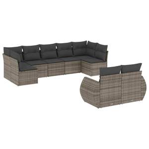 Conjunto de Sofá de Jardín de Ratán Gris, 6 Plazas, Resistente a la Intemperie, Muebles de Exterior de Diseño Contemporáneo - Product Image 2