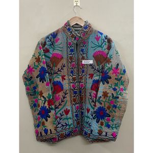Handmade 100% Cotton kantha Embroidered Jacket for <b>Women</b> one-of-kind Full Sleeve Floral Pattern Spring Bohemian Style <b>Coat</b> - Product Image 2