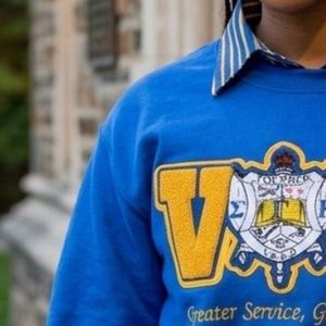 Women <b>Royal</b> <b>Blue</b> Printed Crewneck Sweater Soft Knit Pullover Breathable Embroidered Letter Graphic Casual Winter Fashion <b>Top</b> - Product Image 3