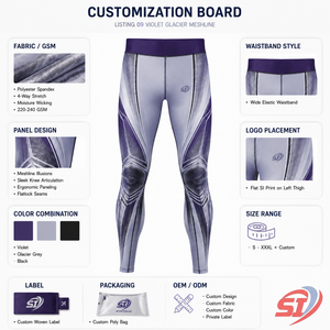 Leggings de Compresión Personalizados para Hombre, Diseño de Malla, Largos, para Correr y Gimnasio, Transpirables, de Secado Rápido, OEM ODM, Violet Glacier - Product Image 3