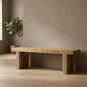 Banco de Patio Minimalista de Madera Maciza, Muebles de Exterior Duraderos, Asientos Modernos para Entrada y Sala de Estar - Product Image 5