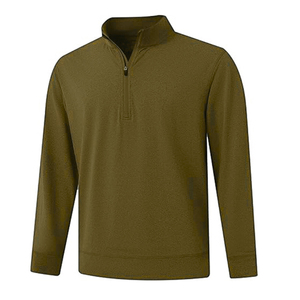 Sweat-shirt à col montant zippé pour homme, couleur unie, respirant, tricoté, manches longues, décontracté, pour l'automne - Product Image 4