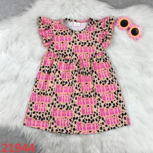 RTS可爱印花珍珠蝴蝶结女童牛奶丝休闲透气短袖Midi连衣裙儿童套装ODM风格精品 - Product Image 1