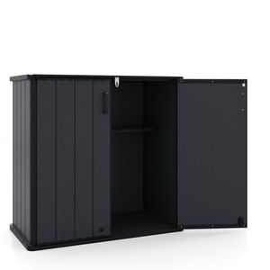 Armadio da Giardino Nero da Esterno da 23,5 Cu.ft con Porta Lucchettabile, in PP HDPE, Orizzontale, con Telaio in Resina Plastica - Product Image 4