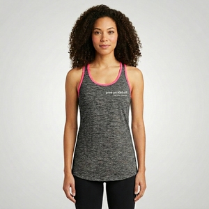 Débardeur de performance pour femme pour le pickleball, en maille chinée, dos nageur, col ras du cou avec bordure contrastante, évacuation de l'humidité, coupe confortable, vêtement de sport - Product Image 1