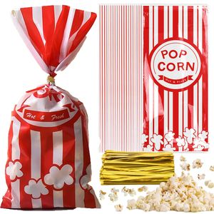 300 Sacchetti di Plastica BOPP per Popcorn con Chiusura a Filo, Contenitori per Snack per Feste a Tema Circo e Carnevale, Confezioni Regalo Nostalgiche - Product Image 1