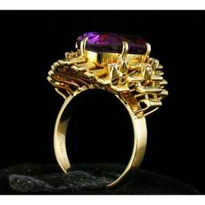 <b>Top</b> Selling Glamorous Zircon Cocktail Ring 18K Yellow <b>Gold</b> Plated Fine Silver Jewelry for Party - Product Image 5