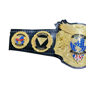 World Heavyweight Championship Belt Premium Quality Black Strap Gold Plate with Globe and Eagle Design - Product Image 3