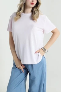 เสื้อยืดคอกลมแขนสั้นทรงหลวมสำหรับผู้หญิง EVER GLOW สีพื้น ผ้าฝ้าย 100% ระบายอากาศได้ดี เหมาะสำหรับใส่ลำลองในฤดูร้อน - Product Image 4