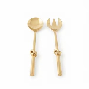 Ensemble de couverts de service dorés, fourchette et cuillère, couverts modernes, finition miroir haute brillance, résistant à la rouille, ustensiles de mariage en métal - Product Image 3
