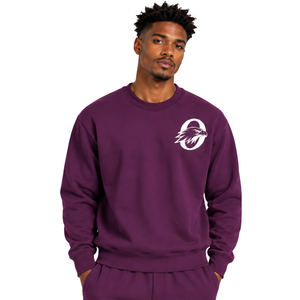 Plum Purple <b>Men</b> Sweatshirt Crew Neck <b>Long</b> <b>Sleeve</b> Pullover Casual Fleece <b>Top</b> Custom Logo Streetwear Winter Sportswear Wholesale - Product Image 1