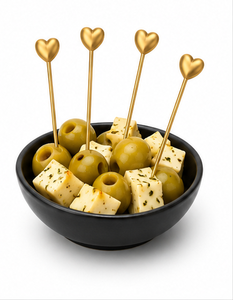 Piques à cocktail en forme de cœur dorées, brochettes alimentaires réutilisables en acier inoxydable pour fêtes et mariages - Product Image 3