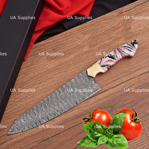 Couteau de chef en acier Damas UA Supplies, 8-9,9 pouces, manche en résine de style japonais moderne, forgé à la main, couteau de cuisine à lame pleine longueur - Product Image 3