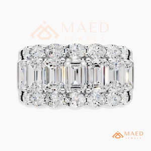 925 Sterling <b>Silver</b> <b>Emerald</b> Round Moissanite <b>Ring</b> Lab Grown Diamond Wedding Band Fine Jewelry Women USA Luxe - Product Image 5