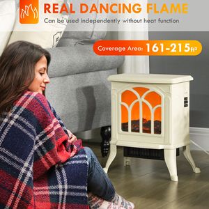 Caminetto Elettrico Indipendente 750W/1500W Beige con Effetto Fiamma e Tronchi Realistici - Categoria Prodotto: Caminetti Elettrici - Product Image 4