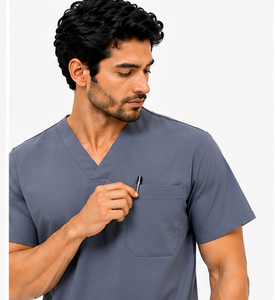 Tenue médicale homme 2 pièces avec logo personnalisé, pantalon jogger respirant et extensible, vêtements de travail professionnels pour hôpital et soins infirmiers - Product Image 4