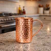 Mug Moscow Mule classique en cuivre massif fait main (16 oz) – Finition martelée antique, résistant à la chaleur, écologique, recyclable, anti-fuite