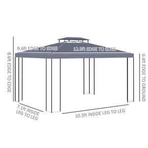 Gazebo de patio autoportant en métal avec moustiquaire, 12,9 pi x 9,6 pi, avec structure thermolaquée - Product Image 4