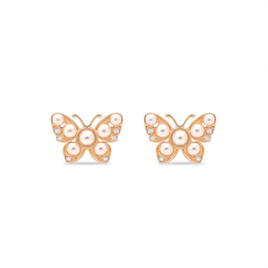 14K Gold Plated Pearl Stud Earrings for Women-Trendy Flower Geometric Heart & Butterfly Designs - Product Image 2