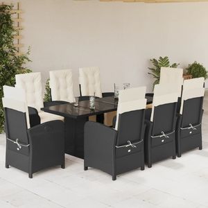 Set da Pranzo da Giardino in Rattan Bianco Crema e Nero, 6 Posti, Arredamento da Esterno Resistente alle Intemperie, Design Contemporaneo - Product Image 1