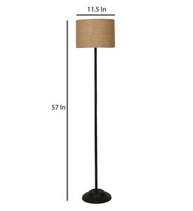 Modern Floor Lamp <b>Iron</b> Base Beige Fabric Drum Shade LED Warm Light Residential Use - Product Image 4
