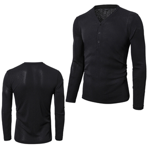 Pull à col rond à manches longues pour homme, couleur unie, tricot en coton, haut décontracté, coupe régulière, style chinois brodé, hiver - Product Image 4