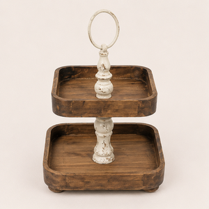 2 Tier Wooden <b>Cake</b> <b>Stand</b> Farmhouse Tiered Tray for Dessert Display Cupcake Tower & Wedding Centerpiece Home Decor - Product Image 4