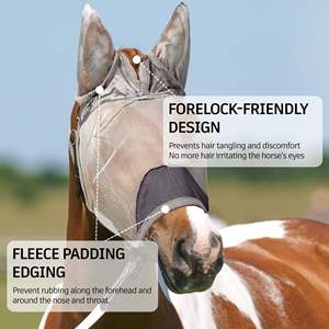Masque anti-mouches pour chevaux en maille extensible et respirante avec protection UV pour les oreilles et les yeux, idéal pour l'extérieur - Product Image 5