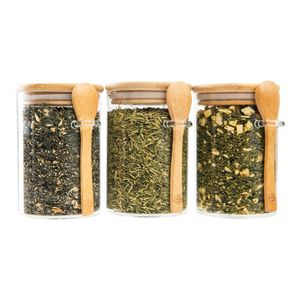 Boîte de conservation alimentaire en verre moderne avec couvercle en bois, organisateur de rangement de cuisine pour fruits secs, biscuits, bonbons, céréales, riz, pâtes et café - Product Image 5