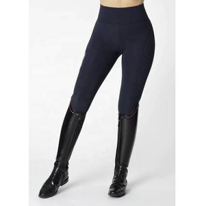 Pantalon d'équitation taille haute pour femme, longueur intégrale, vert uni, en tricot Spandex Nylon, extensible dans les quatre sens, taille élastique 2026 - Product Image 4