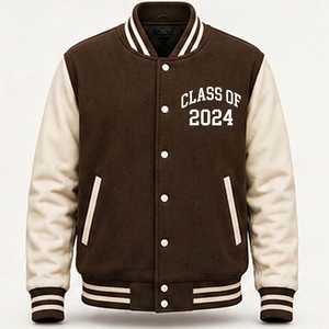 Chaqueta Letterman de Lana con Mangas de Cuero de Marca Privada, Bordado Personalizado para Marcas de Moda, Escuelas y Clubes Deportivos - Product Image 1