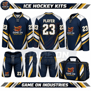 Tenue de hockey sur glace personnalisée avec couleurs contrastées, kit d'équipe professionnel, vêtements de sport avec sacs de transport, prix de gros - Product Image 2