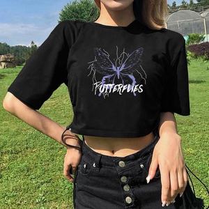 Camiseta Básica para Mujer, Negra, Lisa, Corta, 100% Algodón, Manga Corta, Cuello Redondo, Transpirable - Product Image 3