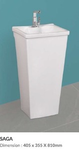 ONE PIECE <b>BASIN</b> EASILY HANDWASH SAGA SERIES 405X355X810mm SIZE - Product Image 3