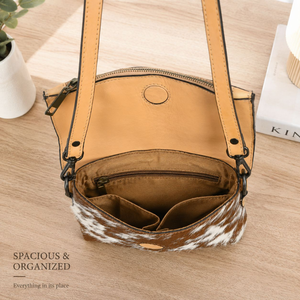 Bolso bandolera de cuero de vaca con pelo, hecho a mano, estilo western, con herramientas, correa ajustable, para mujer, uso diario. - Product Image 3