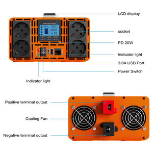 Convertisseur de puissance à onde sinusoïdale pure HOULI 3KW 4KW 5KW 6KW 7KW 8KW 10KW 12KW 12V 24V DC vers AC 220V pour voiture, camping-car, solaire, hors réseau - Product Image 2