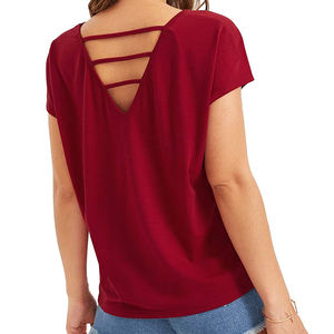 T-shirt pour femme, nouveau style hiver, respirant, écologique, 100% coton, couleur unie, col rond, manches courtes, vêtements décontractés, polaire personnalisé - Product Image 2