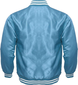 2026 OEM New Wholesale New Design Style Hot Sale High Quality coutom embriodry logo <b>mens</b> satin varisty <b>jacket</b> <b>White</b> Stripe Trim - Product Image 2
