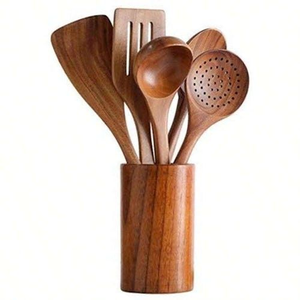 Cuillère en bois décorative classique moderne la plus vendue, outil de cuisine poli miroir, manche long, compatible lave-vaisselle, pour fêtes - Product Image 3