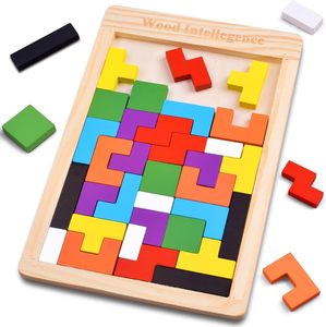 Wood Intelligence Eco-Friendly Polished Wooden Puzzle Blocks Colorful Round Handmade Tabletop Educational Craft Toy - Product Image 1