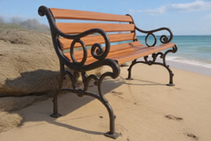 Banc de jardin en fonte à piètement décoratif, panneau latéral, pour villa de luxe, mobilier de balcon et de terrasse, accoudoirs concentriques, design moderne - Product Image 6