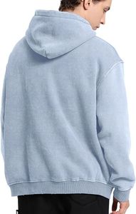 เสื้อฮู้ดสีฟ้าอ่อน ยูนิเซ็กส์ ทรงโอเวอร์ไซส์ ผ้าฝ้ายฟลีซ เป็นมิตรกับสิ่งแวดล้อม สวมใส่สบายๆ ในฤดูใบไม้ร่วง มีกระเป๋า ดีไซน์เรียบง่าย ทรงปกติ น้ำหนัก 300 กรัม - Product Image 3