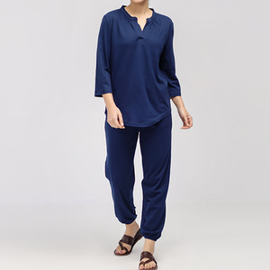 Ensemble de vêtements de détente pour femmes en coton, coupe ample, style été, chemises et pantalons de jogging pour adultes et filles - Product Image 1