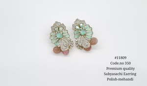 Boucles d'oreilles clous florales 11809, plaquées Mehandi, zircon cubique, boucles d'oreilles clous de créateur, boucles d'oreilles clips florales pour fête, mariage, femme - Product Image 2
